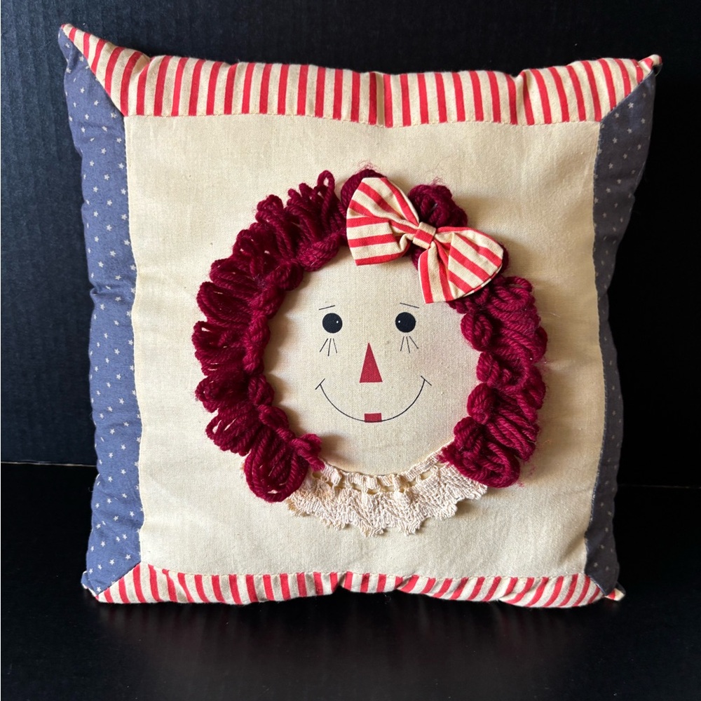 Vintage Raggedy Ann Handmade 12x12 Pillow